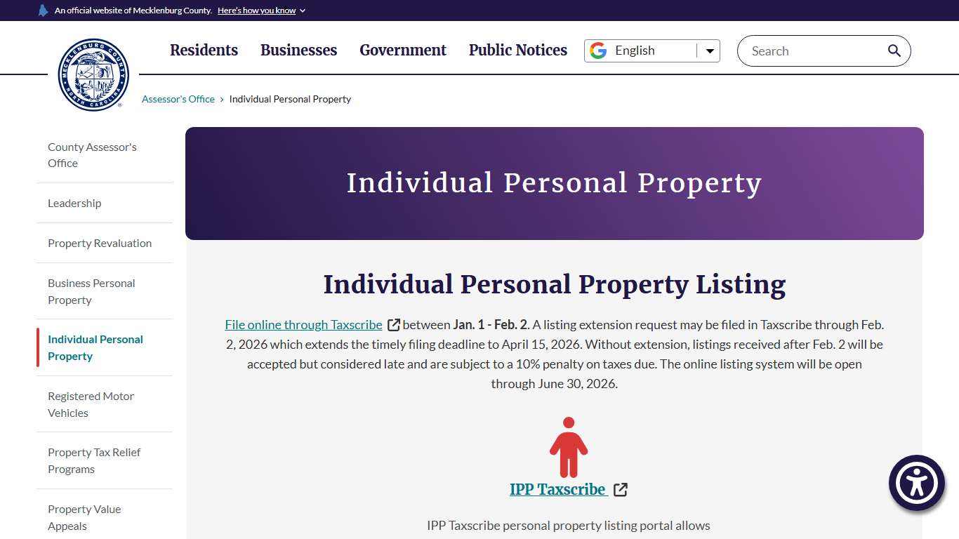 Individual Personal Property | Assessor's Office