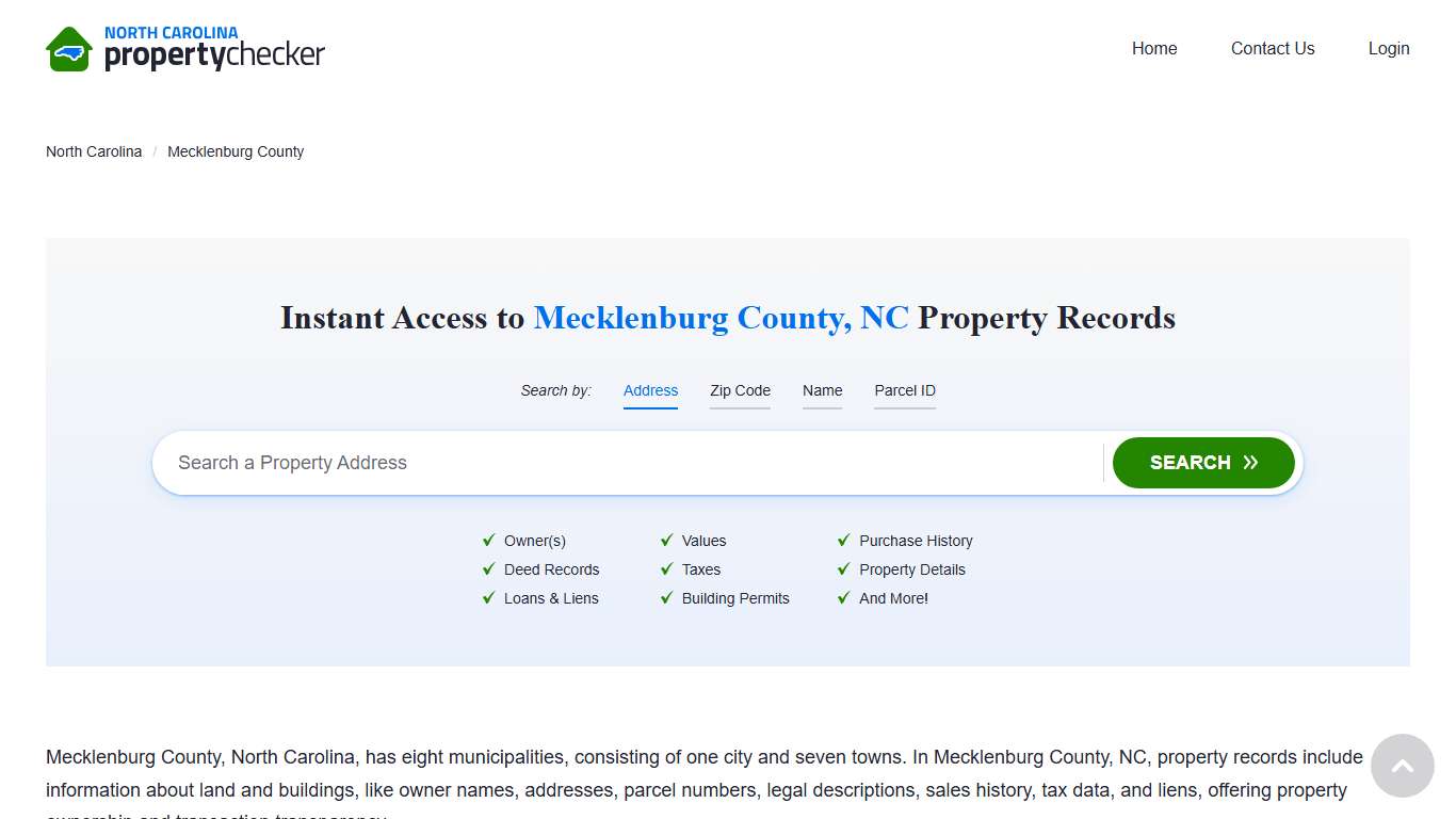 Mecklenburg County, NC Property Records | Owners, Deeds, Permits